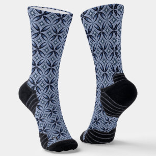 Blaues geometrisches Muster im Retro-Stil Socken