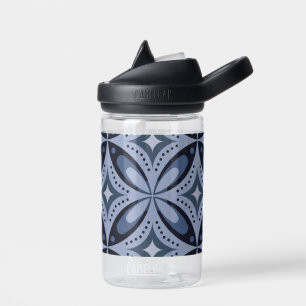 Blaues geometrisches Muster im Retro-Stil Trinkflasche