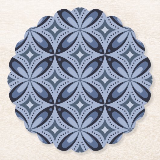 Blaues geometrisches Muster im Retro-Stil Untersetzer (Vorderseite)