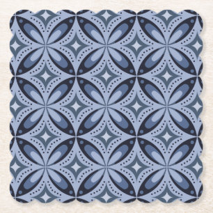 Blaues geometrisches Muster im Retro-Stil Untersetzer