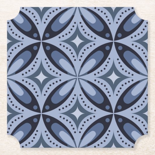 Blaues geometrisches Muster im Retro-Stil Untersetzer (Vorderseite)