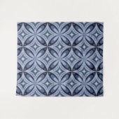 Blaues geometrisches Muster im Retro-Stil Wandteppich (Vorderseite (Horizontal))
