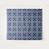 Blaues geometrisches Muster im Retro-Stil Wandteppich (Vorderseite (Horizontal))