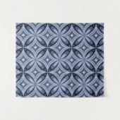 Blaues geometrisches Muster im Retro-Stil Wandteppich (Vorderseite (Horizontal))