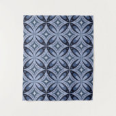 Blaues geometrisches Muster im Retro-Stil Wandteppich (Vorderseite)