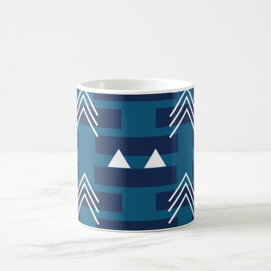 Blaues geometrisches Muster Kaffeetasse (Mittel)
