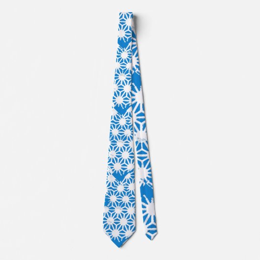Blaues geometrisches Muster Krawatte (Vorderseite)