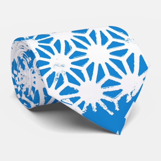 Blaues geometrisches Muster Krawatte (Gerollt)