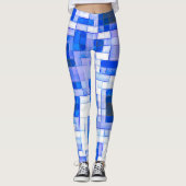 Blaues geometrisches Muster Leggings (Vorderseite)