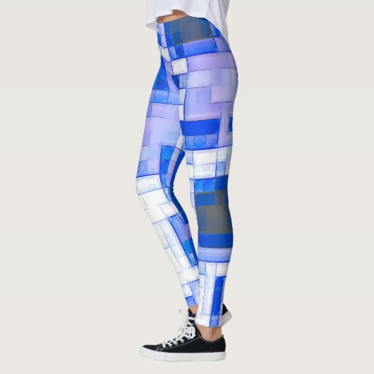 Blaues geometrisches Muster Leggings (Links)