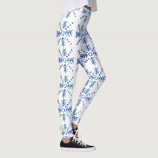 Blaues geometrisches Muster Leggings (Rechts)