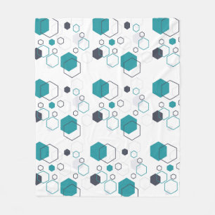 Blaues geometrisches Muster mit Hexagonformen Fleecedecke