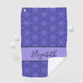 Blaues geometrisches Muster mit individuelle Name Golfhandtuch (Insitu)