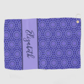 Blaues geometrisches Muster mit individuelle Name Golfhandtuch (Horizontal)
