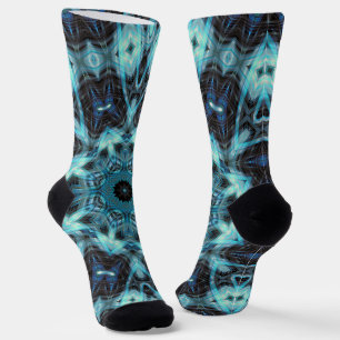 Blaues geometrisches Muster mit strahlendem Glanz Socken