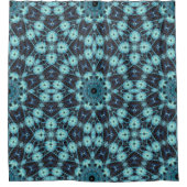 Blaues geometrisches Muster mit strahlendem Licht Duschvorhang (Vorderseite)
