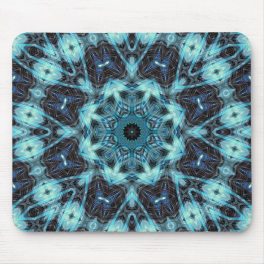 Blaues geometrisches Muster mit strahlendem Licht Mousepad (Vorne)