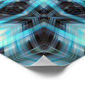 Blaues geometrisches Muster mit strahlendem Licht Poster (Ecke)
