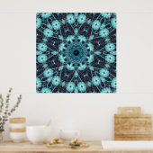 Blaues geometrisches Muster mit strahlendem Licht Poster (Küche)