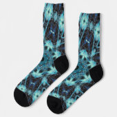 Blaues geometrisches Muster mit strahlendem Licht Socken (Linkes Detail)