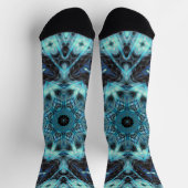 Blaues geometrisches Muster mit strahlendem Licht Socken (Oben)
