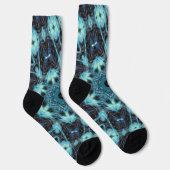 Blaues geometrisches Muster mit strahlendem Licht Socken (Rechts)