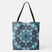 Blaues geometrisches Muster mit strahlendem Licht Tasche (Rückseite)