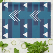 Blaues geometrisches Muster Moderne Dekoration Geschirrtuch (Gefaltet)