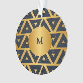 Blaues geometrisches Muster Personalisiert Ornament (Vorderseite)