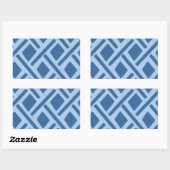 Blaues geometrisches Muster Rechteckiger Aufkleber (Blatt)
