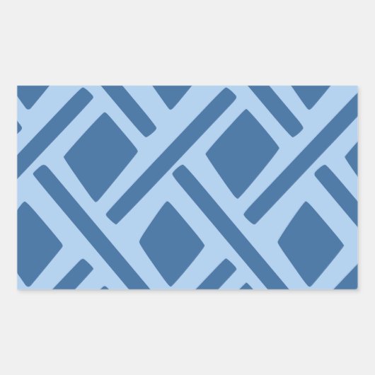 Blaues geometrisches Muster Rechteckiger Aufkleber (Vorderseite)