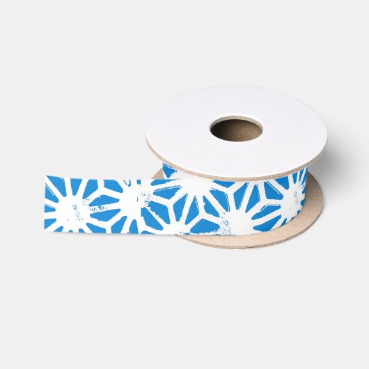 Blaues geometrisches Muster Satinband (Spule)