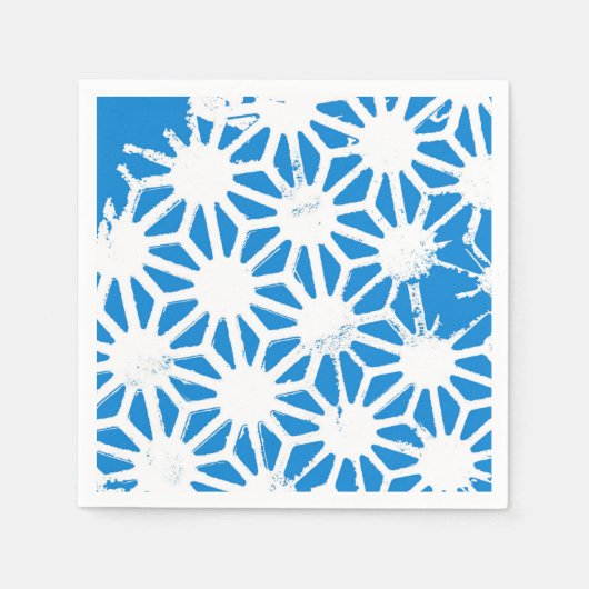 Blaues geometrisches Muster Serviette (Vorderseite)