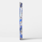 Blaues geometrisches Muster Simulationsglas Case-Mate iPhone Hülle (Rückseite / Links)