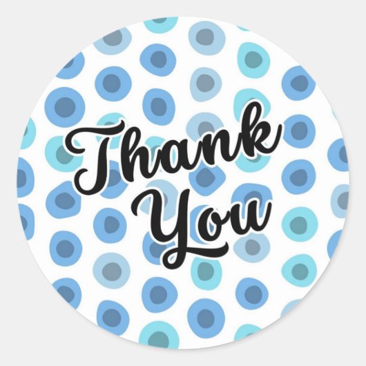 Blaues geometrisches Muster Vielen Dank Runder Aufkleber (Vorderseite)