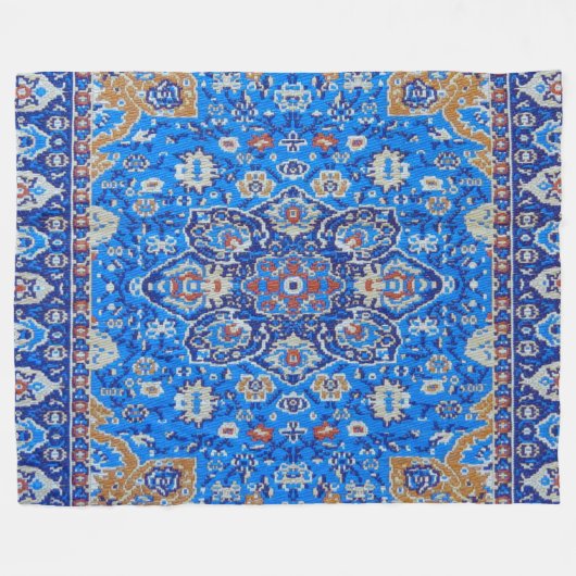 Blaues geometrisches, persisches Muster Mitte des  Fleecedecke (Vorderseite (Horizontal))