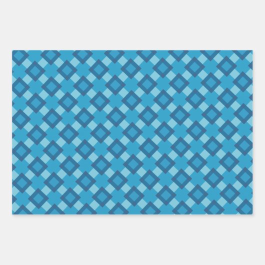 Blaues geometrisches Quilt-Blockmuster Geschenkpapier Set (Vorderseite 3)