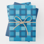 Blaues geometrisches Quilt-Blockmuster Geschenkpapier Set (Beispiel)