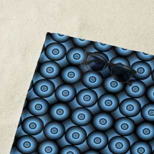 Blaues geometrisches Retro-Kreismuster Strandtuch