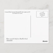 Blaues gepanzertes Pferdeprofil, Crescent Park Kar Postkarte (Rückseite)