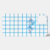 Blaues geprüftes Monogramm Case-Mate iPhone Hülle (Rückseite (Horizontal))