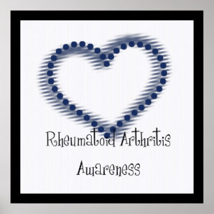 Blaues gepunktetes Herz - Rheumatoide Arthritis Be Poster
