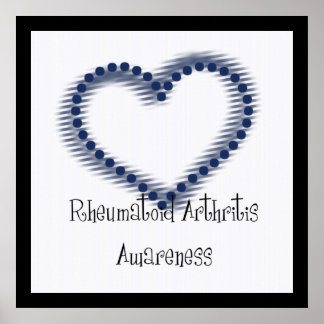 Blaues gepunktetes Herz - Rheumatoide Arthritis Be Poster