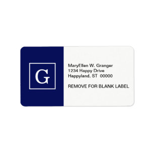 Blaues Gerahmtes Anfangsmonogramm Adressaufkleber
