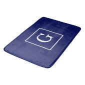 Blaues Gerahmtes Anfangsmonogramm Badematte (Schrägansicht)
