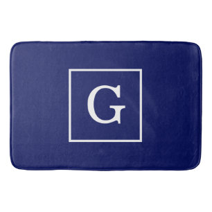Blaues Gerahmtes Anfangsmonogramm Badematte