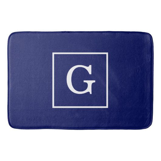 Blaues Gerahmtes Anfangsmonogramm Badematte (Vorderseite)