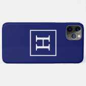 Blaues Gerahmtes Anfangsmonogramm Case-Mate iPhone Hülle (Rückseite (Horizontal))