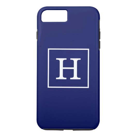 Blaues Gerahmtes Anfangsmonogramm Case-Mate iPhone Hülle (Rückseite)