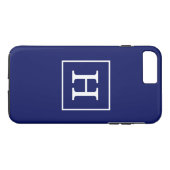 Blaues Gerahmtes Anfangsmonogramm Case-Mate iPhone Hülle (Rückseite (Horizontal))